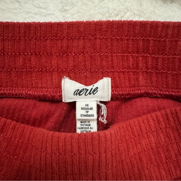 Aerie Red Ribbed Velour Flare Pants High Waisted Super Soft Size X-Small - Picture 5 of 6